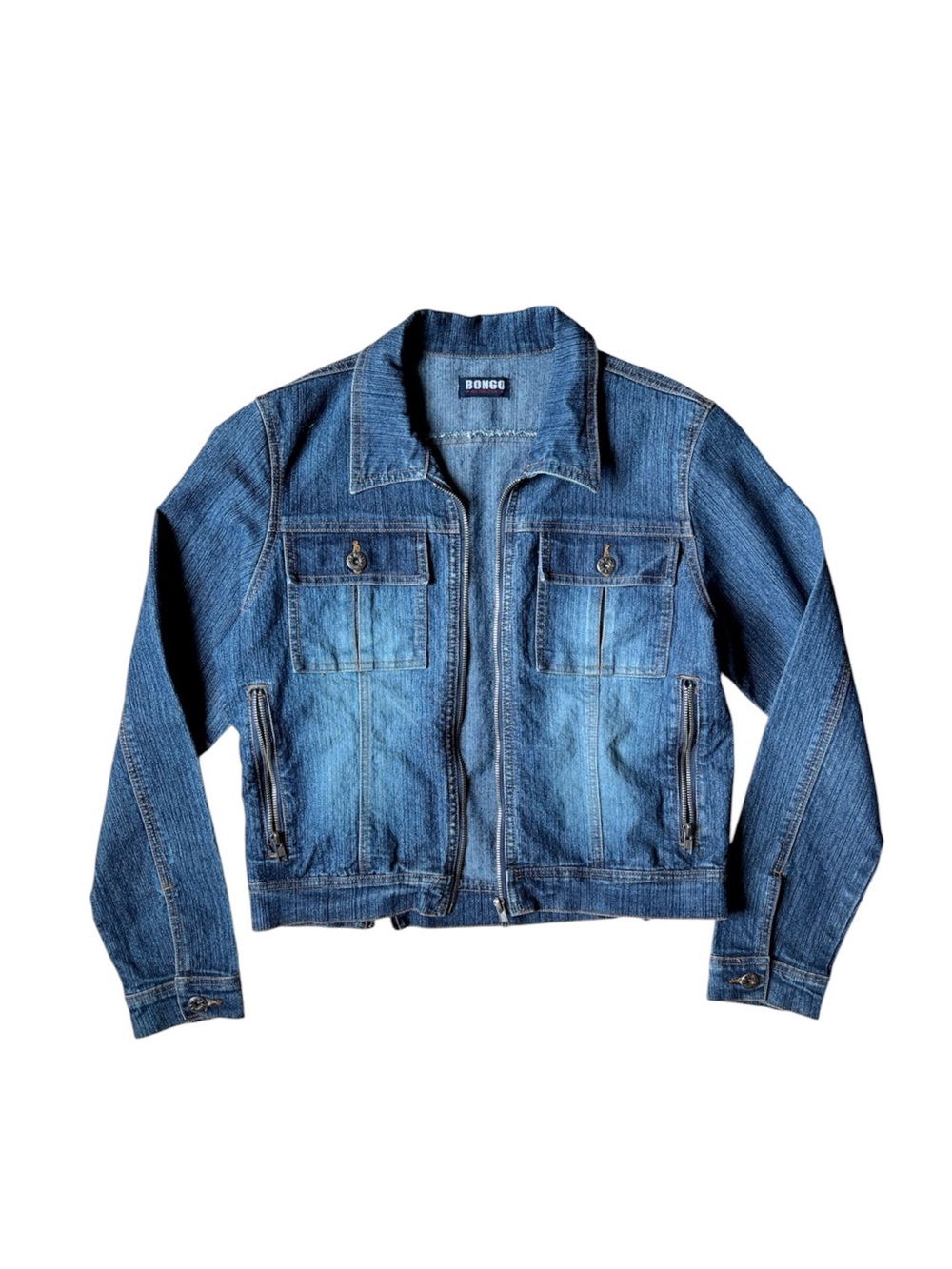 Vintage Y2K Bongo Denim Zip Cropped Jacket S/M
